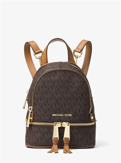 michael kors rhea mini logo backpack brown|Michael Kors rhea colorblock backpack.